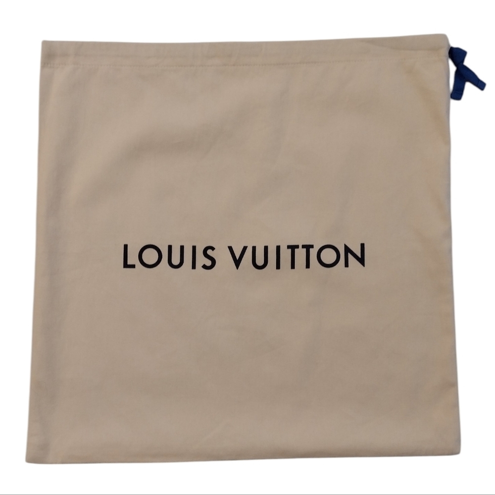 Louis Vuitton Cream Blue Drawstring Black Logo Dust Bag
